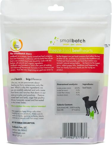 smallbatch Pets Premium Freeze-Dried Lamb Heart Treats for Dogs and Cats, 3.5 oz, Made and Sourced in The USA, Single Ingredient, Humanely Raise Meat, No Preservatives or Anything Artificial Ever in Saudi Arabia