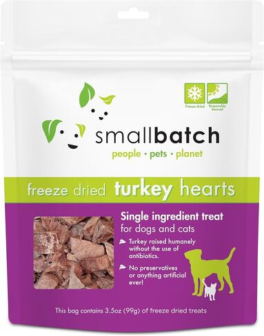 smallbatch Pets Premium Freeze-Dried Lamb Heart Treats for Dogs and Cats, 3.5 oz, Made and Sourced in The USA, Single Ingredient, Humanely Raise Meat, No Preservatives or Anything Artificial Ever in Saudi Arabia