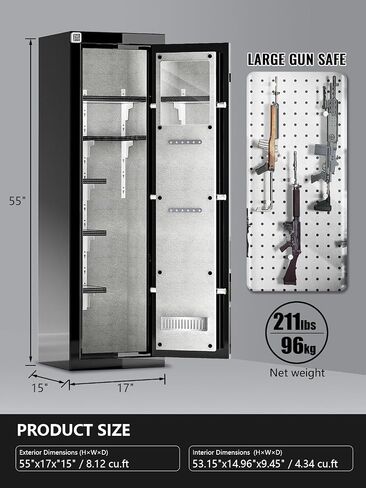 Fireproof Safe with Digital Lock – Heavy-Duty 8.12 cu.ft Large Gun Safe for Home, Office & Business | Secure, Durable & Stylish Design | Waterproof & Burglar-Proof (BLACK) in Saudi Arabia