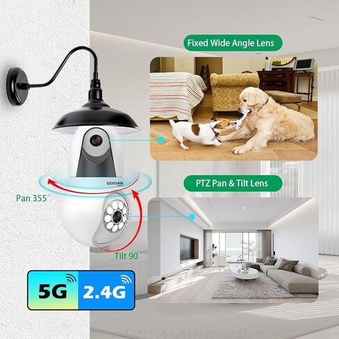 Bulb Security Camera Wireless, 2K Dual Lens Light Bulb Cameras Wireless Outdoor Indoor Full Color Night, Motion Detection, Human Tracking, Audible Alarm, Easy Installation in Kuwait