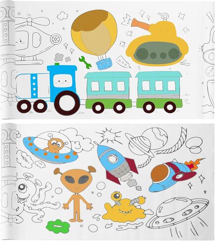 Children’s Drawing Roll Paper, 2 Rolls Coloring Paper Rolls, Sticky Drawing Paper Roll, DIY Painting Drawing Color Painting Paper for Kids Toddler Gifts, 11.8" x 118"(Dinosaur/Animal) in Saudi Arabia