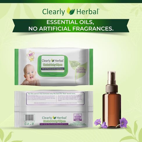 Clearly Herbal Baby Wipes, 288 Count, Natural Ingredients, Safe and Reliable, Aromatherapeutic Bliss in Saudi Arabia