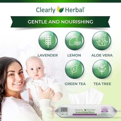 Clearly Herbal Baby Wipes, 288 Count, Natural Ingredients, Safe and Reliable, Aromatherapeutic Bliss in Saudi Arabia