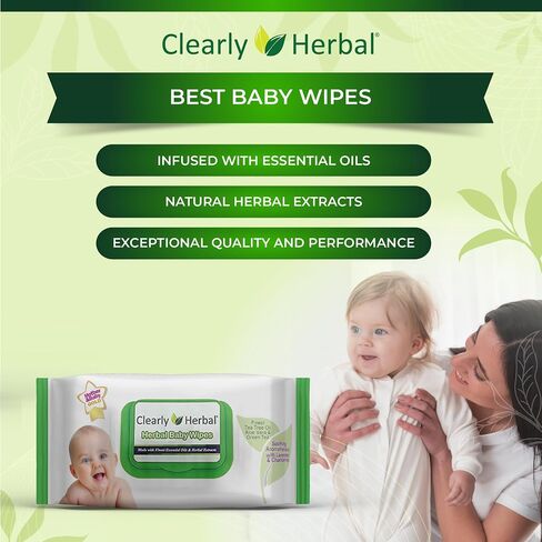 Clearly Herbal Baby Wipes, 288 Count, Natural Ingredients, Safe and Reliable, Aromatherapeutic Bliss in Saudi Arabia