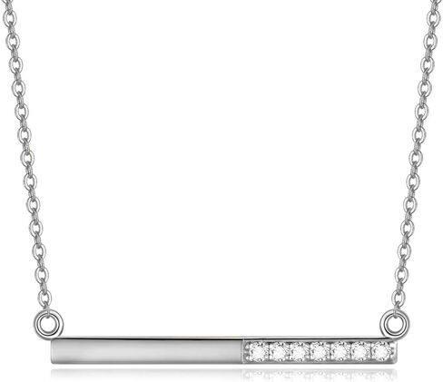 SISGEM 14K Yellow Gold Bar Pendant Necklace for Women, Delicate Gold Horizontal Bar Pendant with Finest Cubic Zirconia Jewelry Gift for Her, Wife Mother Girl in Saudi Arabia