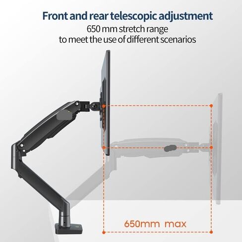 F100A Monitor Desk Mount Full Motion 360 قم بتدوير ذراع شاشة الدوران مع نابض الغاز لمدة 39 ؛ -35''''montors من 3 إلى 12 كجم in Saudi Arabia