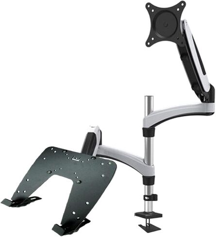 0-200mm Thick Desk GM124U-D Multimedia Desktop Dual Arm 10"-27" Monitor Holder+ Laptop Stand Table Dual Monitor Mount Arm Stand(170-180mm Desk) in Saudi Arabia