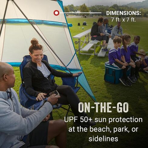 Coleman Portable Backpack Sun Shelter, 7x7ft Lightweight Sun Shade with Adjustable Walls & Pre-Attached Poles for Easy Setup, Great for Beach, Park, Sidelines, & More in Saudi Arabia