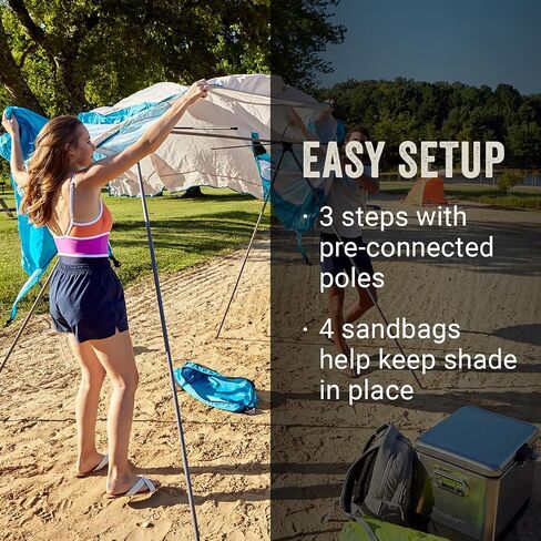 Coleman Portable Backpack Sun Shelter, 7x7ft Lightweight Sun Shade with Adjustable Walls & Pre-Attached Poles for Easy Setup, Great for Beach, Park, Sidelines, & More in Saudi Arabia