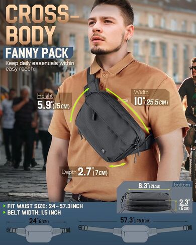 Tactical CCW Fanny Pack, EDC Belt Bag with Holster, Conceal Carry Bag for Men, Adjustable Hiking Waist Pack in Kuwait