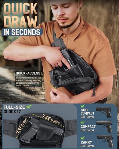 Tactical CCW Fanny Pack, EDC Belt Bag with Holster, Conceal Carry Bag for Men, Adjustable Hiking Waist Pack in Kuwait