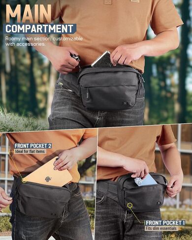 Tactical CCW Fanny Pack, EDC Belt Bag with Holster, Conceal Carry Bag for Men, Adjustable Hiking Waist Pack in Kuwait