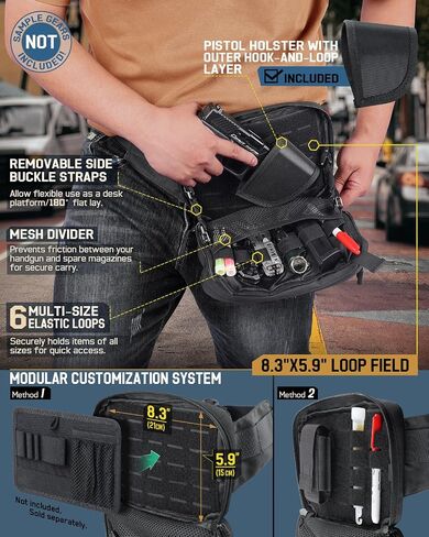 Tactical CCW Fanny Pack, EDC Belt Bag with Holster, Conceal Carry Bag for Men, Adjustable Hiking Waist Pack in Kuwait