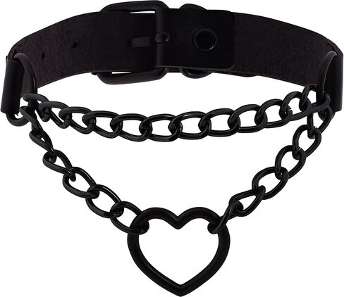 Sacina Pink Heart Choker, Heart PU Leather Choker Necklace, Goth Choker, Gothic Necklace, Punk Necklace, Valentine Gift, Christmas Jewelry Gift for Women in Saudi Arabia
