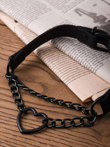 Sacina Pink Heart Choker, Heart PU Leather Choker Necklace, Goth Choker, Gothic Necklace, Punk Necklace, Valentine Gift, Christmas Jewelry Gift for Women in Saudi Arabia