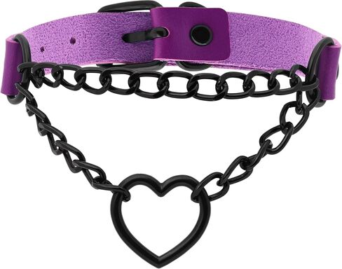Sacina Pink Heart Choker, Heart PU Leather Choker Necklace, Goth Choker, Gothic Necklace, Punk Necklace, Valentine Gift, Christmas Jewelry Gift for Women in Saudi Arabia