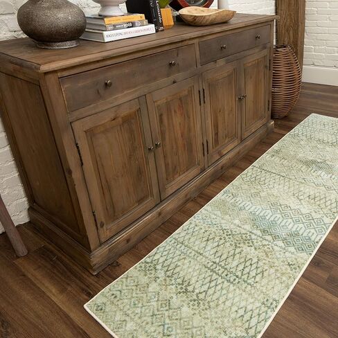 سجادة عداء Mohawk Home Prale باللون الأزرق الهندسي (2 × 5 بوصة). in Kuwait