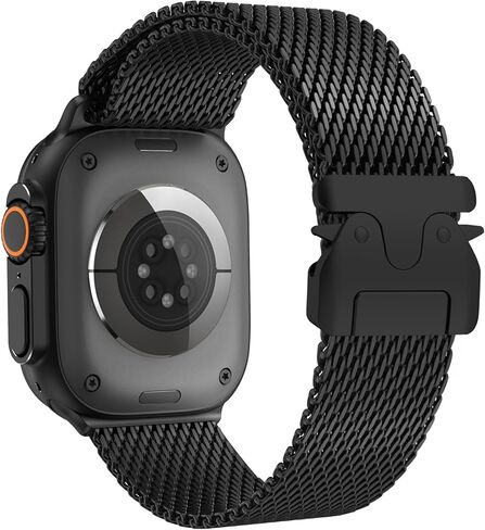 Titanium Milanese Loop Band Compatible with Apple Watch Bands Ultra 2/Ultra 49mm 46mm 45mm 44mm for Men, Parachute-style Buckle Metal Mesh Strap Bracelet for iWatch Series 10 SE 9 8 7 6 5 4 in Kuwait