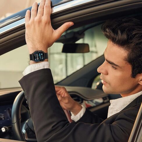 Titanium Milanese Loop Band Compatible with Apple Watch Bands Ultra 2/Ultra 49mm 46mm 45mm 44mm for Men, Parachute-style Buckle Metal Mesh Strap Bracelet for iWatch Series 10 SE 9 8 7 6 5 4 in Kuwait