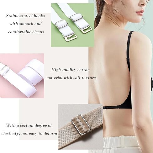 أحزمة ملابس داخلية مرنة وقابلة للإزالة من BOROLA بعرض 10 مم من القطن وحزام كتف مثير (4 أزواج، سلسلة ألوان فاتحة) in Kuwait