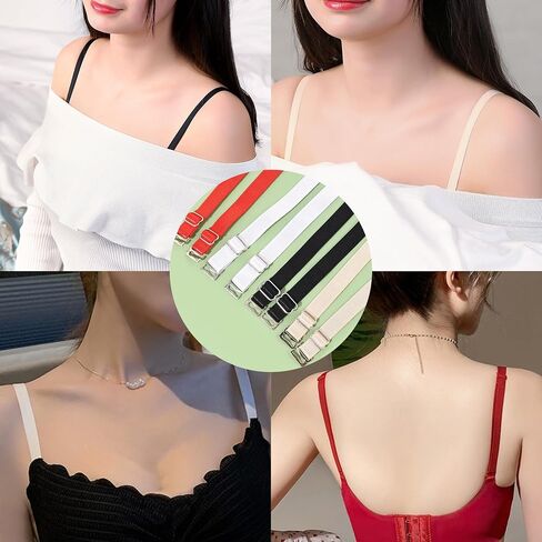 أحزمة ملابس داخلية مرنة وقابلة للإزالة من BOROLA بعرض 10 مم من القطن وحزام كتف مثير (4 أزواج، سلسلة ألوان فاتحة) in Kuwait