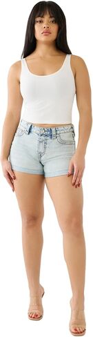 True Religion Women's Jennie Midrise Curvy Big T Denim Short in Saudi Arabia