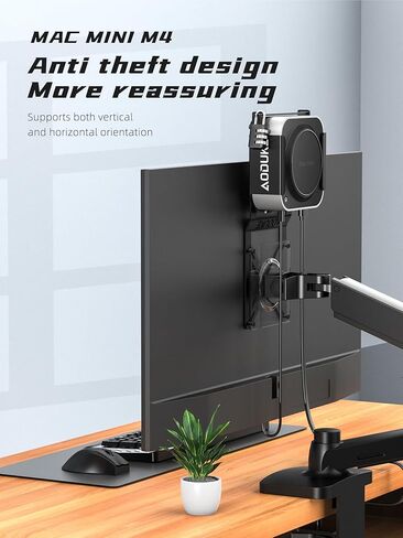 with Combination Security lock 2024 Mac Mini M4 VESA Computer Monitor Mount Bracket for Anti-theft Server Rack Extension Plate Adapter, Compatible 75X75/100X100MM Hole distance-AJM4GS-BWM in Kuwait