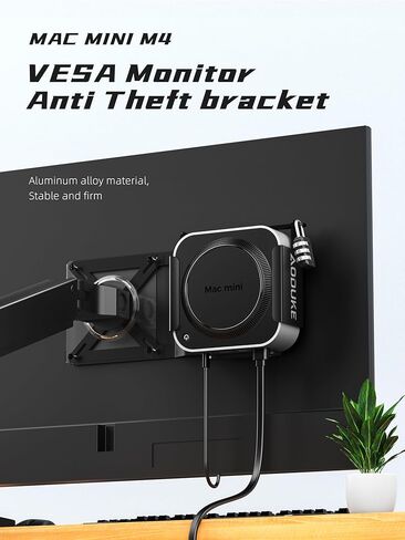 with Combination Security lock 2024 Mac Mini M4 VESA Computer Monitor Mount Bracket for Anti-theft Server Rack Extension Plate Adapter, Compatible 75X75/100X100MM Hole distance-AJM4GS-BWM in Kuwait