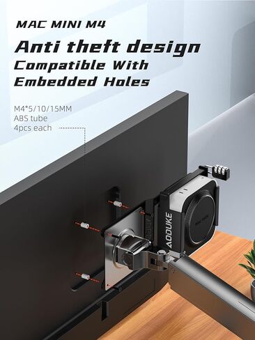 with Combination Security lock 2024 Mac Mini M4 VESA Computer Monitor Mount Bracket for Anti-theft Server Rack Extension Plate Adapter, Compatible 75X75/100X100MM Hole distance-AJM4GS-BWM in Kuwait