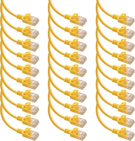 Cat6A UTP Slim Ethernet Network Molded Booted Cable 28AWG 550MHz, Patch Cable, 10Gigabit High Speed LAN Ethernet Cable (1Ft, Black, 30-Pack) in Saudi Arabia