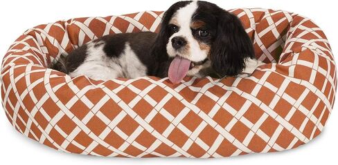 24 inch Black Bamboo Sherpa Bagel Dog Bed in Kuwait