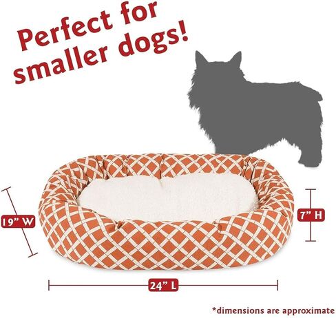 24 inch Black Bamboo Sherpa Bagel Dog Bed in Kuwait
