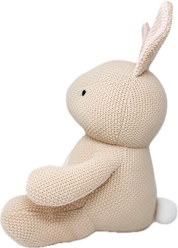 Monthly Baby Milestone Knit Cotton Stuffie with Wooden Discs, Newborn Photography Prop, Announcement Sign by Sawyer & Eloise (Bunny) in Saudi Arabia