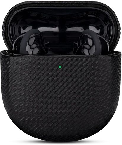 علبة جلدية مصنوعة يدويًا لـ Bose QuietComfort Ultra Earbuds/QuietComfort Corpuds II ، ملفوفة بالكامل مع جلد الحبوب العلوي ، غطاء القشرة الصلبة الواقية لخطاة Bose - Black in Kuwait