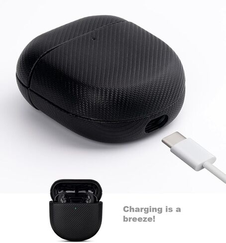 علبة جلدية مصنوعة يدويًا لـ Bose QuietComfort Ultra Earbuds/QuietComfort Corpuds II ، ملفوفة بالكامل مع جلد الحبوب العلوي ، غطاء القشرة الصلبة الواقية لخطاة Bose - Black in Kuwait