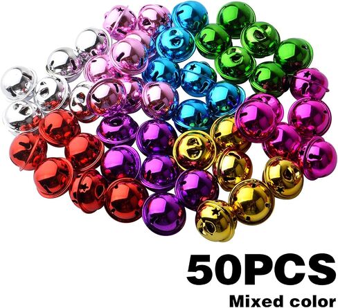 BronaGrand 60pcs جلجل الحرفية أجراس المعادن جلجل جرس عيد الميلاد أجراس جلجل أجراس السائبة للحيوانات الاليفة الكلب القط المعلقات شجرة عيد الميلاد الحرف ديكور المنزل، الذهب والفضة in Saudi Arabia