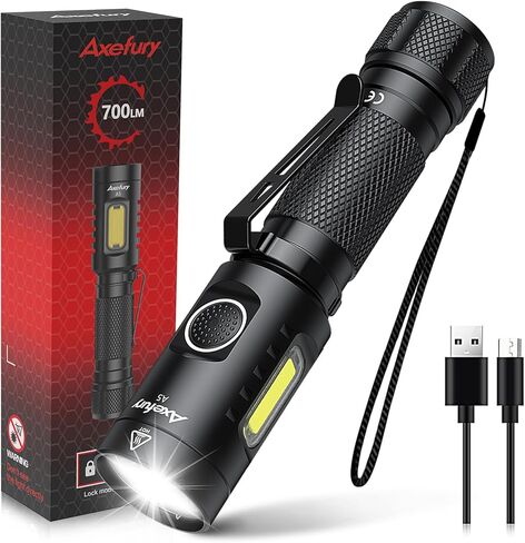 axefury Flashlight, Magnetic LED Flashlight, Tactical Flashlight,Cob worklight, 6 Modes,Dual Fuel Battery,EDC Flashlight A5 for Camping, Emergency(Not Included Battery) Gift in Saudi Arabia