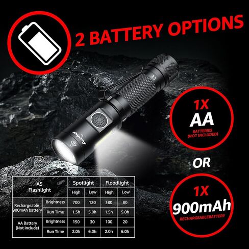 axefury Flashlight, Magnetic LED Flashlight, Tactical Flashlight,Cob worklight, 6 Modes,Dual Fuel Battery,EDC Flashlight A5 for Camping, Emergency(Not Included Battery) Gift in Saudi Arabia