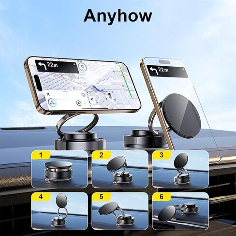 2025 حامل هاتف سيارة مغناطيسي مُصنّع من أجل Magsafe مع مغناطيس درجة N56 ، 360 درجة قابلة للتدوير و 180 درجة مئوية للهاتف للسيارة ، حاملي الهواتف المحمولة للسيارات وجميع الهواتف الذكية (أسود) in Kuwait