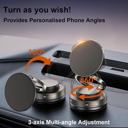 2025 حامل هاتف سيارة مغناطيسي مُصنّع من أجل Magsafe مع مغناطيس درجة N56 ، 360 درجة قابلة للتدوير و 180 درجة مئوية للهاتف للسيارة ، حاملي الهواتف المحمولة للسيارات وجميع الهواتف الذكية (أسود) in Kuwait