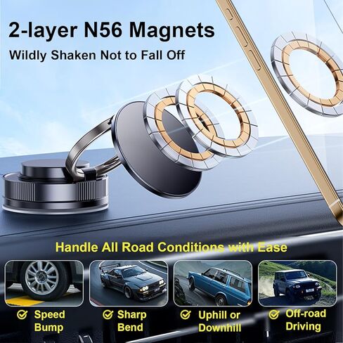 2025 حامل هاتف سيارة مغناطيسي مُصنّع من أجل Magsafe مع مغناطيس درجة N56 ، 360 درجة قابلة للتدوير و 180 درجة مئوية للهاتف للسيارة ، حاملي الهواتف المحمولة للسيارات وجميع الهواتف الذكية (أسود) in Kuwait