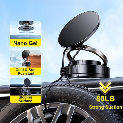 2025 حامل هاتف سيارة مغناطيسي مُصنّع من أجل Magsafe مع مغناطيس درجة N56 ، 360 درجة قابلة للتدوير و 180 درجة مئوية للهاتف للسيارة ، حاملي الهواتف المحمولة للسيارات وجميع الهواتف الذكية (أسود) in Kuwait