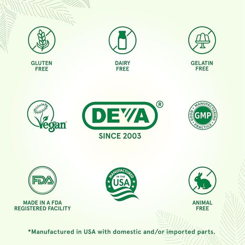 DEVA Tuba Prime Vegan Multivitamin Iron-Free High-Potency Vitamin & Mineral Dietary Supplement Antioxidants, Fruit & Veg Blend, Super Mushrooms, Probiotics, Prebiotics, Seeds, Herbs 90 Tabs 2-Pack in Kuwait