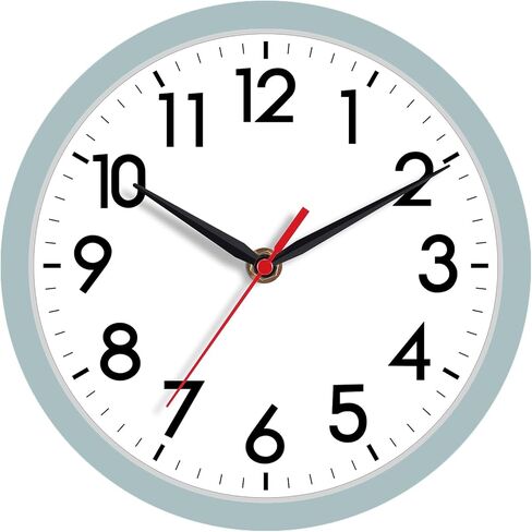 ساعة حائط AKCISOT، ساعات حائط صغيرة حديثة تعمل بالبطارية 8 بوصة، صامتة غير موقوتة كلاسيكية تناظرية للمكتب، المنزل، الحمام، المطبخ، غرفة النوم، المدرسة (أسود) in Kuwait