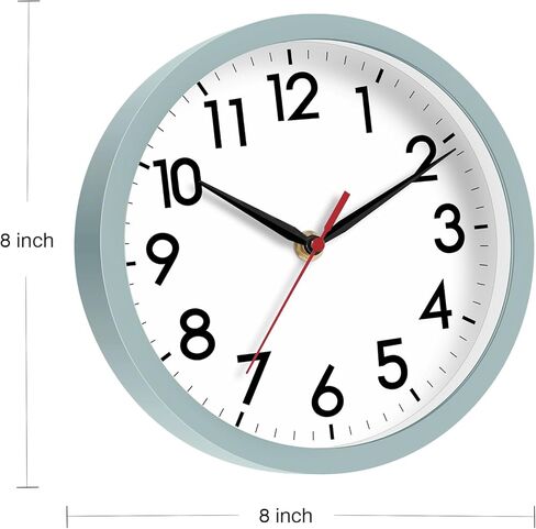 ساعة حائط AKCISOT، ساعات حائط صغيرة حديثة تعمل بالبطارية 8 بوصة، صامتة غير موقوتة كلاسيكية تناظرية للمكتب، المنزل، الحمام، المطبخ، غرفة النوم، المدرسة (أسود) in Kuwait