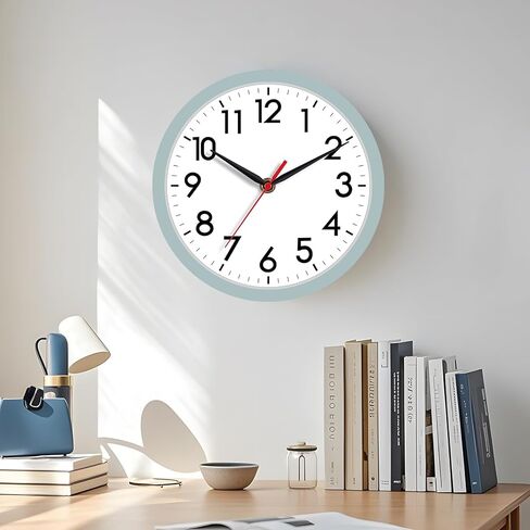 ساعة حائط AKCISOT، ساعات حائط صغيرة حديثة تعمل بالبطارية 8 بوصة، صامتة غير موقوتة كلاسيكية تناظرية للمكتب، المنزل، الحمام، المطبخ، غرفة النوم، المدرسة (أسود) in Kuwait