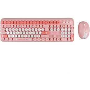 Wireless Keyboard & Mouse Special Edition Design | Retro Full Size & Number Pad | Pink | Battery Operated | Bluetooth Connectivity | Standard QWERTY Layout | Works with Windows, Mac, PC's