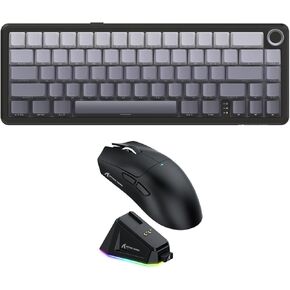 ATTACK SHARK X66 Wireless Mechanical Keyboard and X11 Superlight Gaming Mouse Combo,Bluetooth/2.4GHz/Wired,Volume Knob,RGB Backlit,Magnetic RGB Charging Dock,5 Programmable Buttons for PC/Laptop/Mac