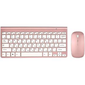 Business Ultra-Thin Radiocommunication Keyboard and Mouse Combo 2.4G Radio Mouse for Andriod Box Desktop PC Keyboard and Mouse (Color : KRG MRG)