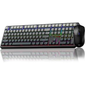 Wireless Keyboard and Mouse Combo, AULA F108 Full Size Mechanical Keyboard+AULA SC580 Tri-Mode Gaming Mouse